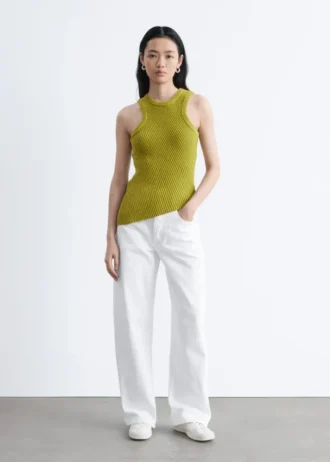 Asymmetrisk ribstrikket tanktop