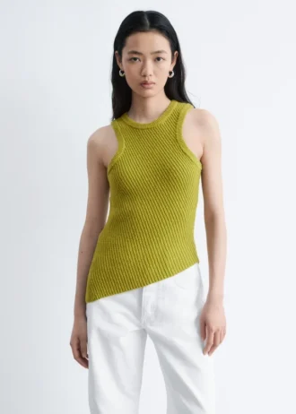 Asymmetrisk ribstrikket tanktop