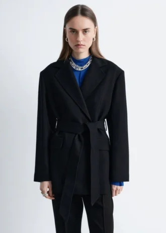 Blazer med uldbælte