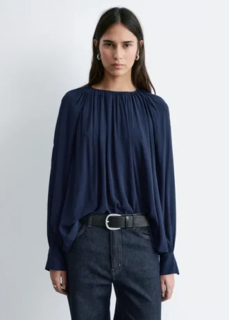 Bluse med ballonærmer