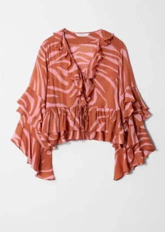 Bluse med flæser