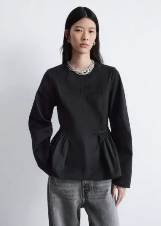 Bomuldstop med peplum