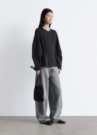 Bomuldstop med peplum