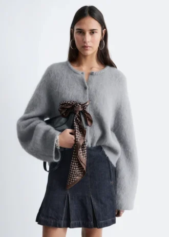 Børstet cardigan i mohairblanding