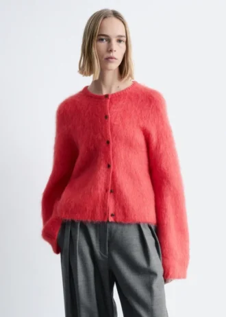 Børstet cardigan i mohairblanding