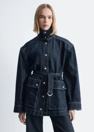 Denimjakke med bindebælte