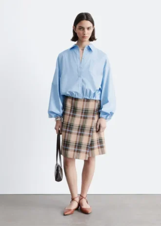 Knælængde tartan-wrap-nederdel