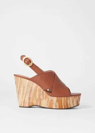 Læder-sandaler med kilehæl