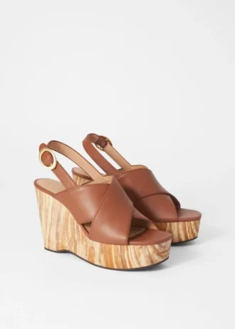 Læder-sandaler med kilehæl