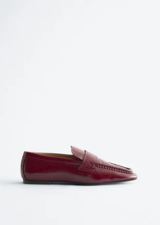 Læderloafers med firkantet tå