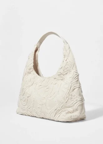 Lille denim-tote bag med applikationer