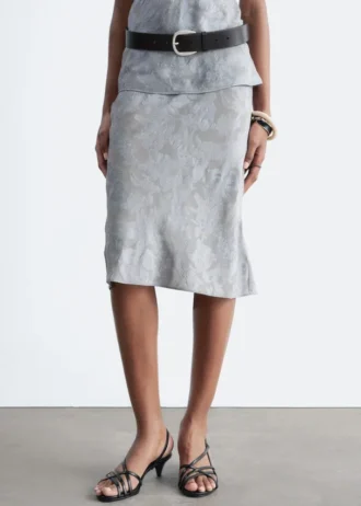 Midinederdel i viskose-silke-jacquard