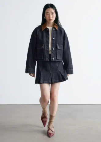 Plisseret denim-mininederdele